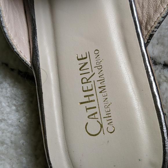 Catherine Malandrino Tuxedo silver metallic slip on loafer mules size 8.5 - Picture 6 of 10